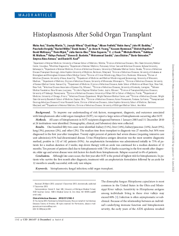  pdf histoplasmosis after solid organ transplant