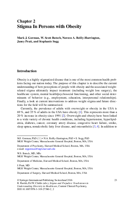 (PDF) Stigma In Persons with Obesity | Noreen Reilly-harrington ...
