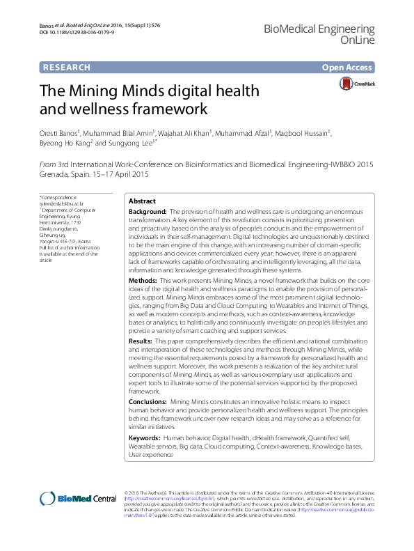 (PDF) The Mining Minds digital health and wellness framework