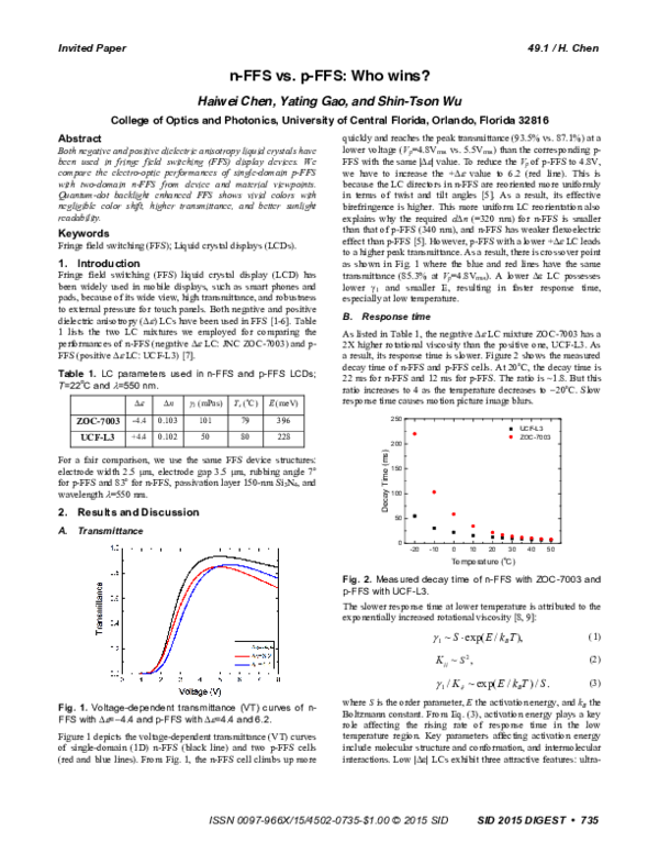 (PDF) 49.1: Invited Paper : n-FFS vs. p-FFS: Who wins?
