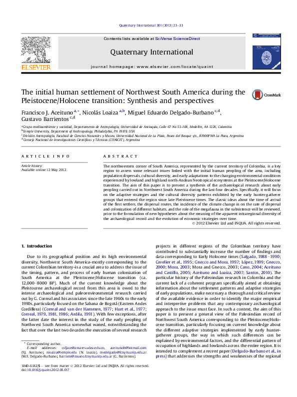 (PDF) The initial human settlement of Northwest South America during ...