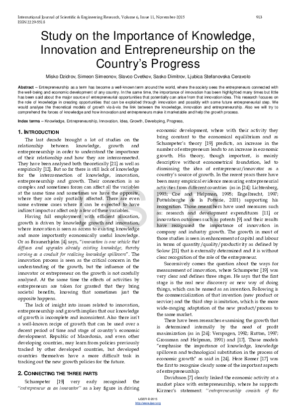 (PDF) Study on the Importance of Knowledge, Innovation and ...