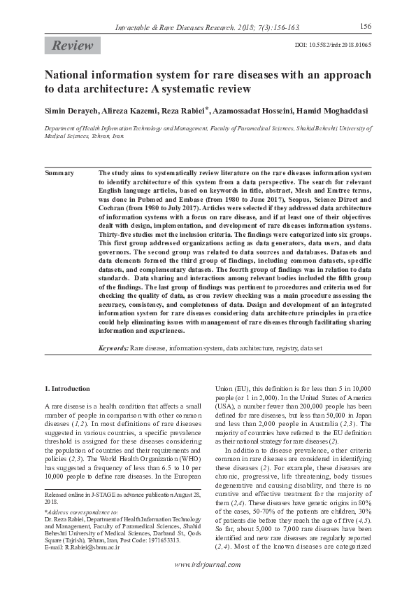 (PDF) National information system for rare diseases with an approach to ...
