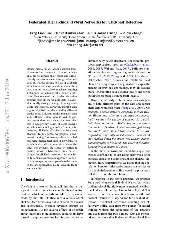 (PDF) Federated Hierarchical Hybrid Networks for Clickbait Detection