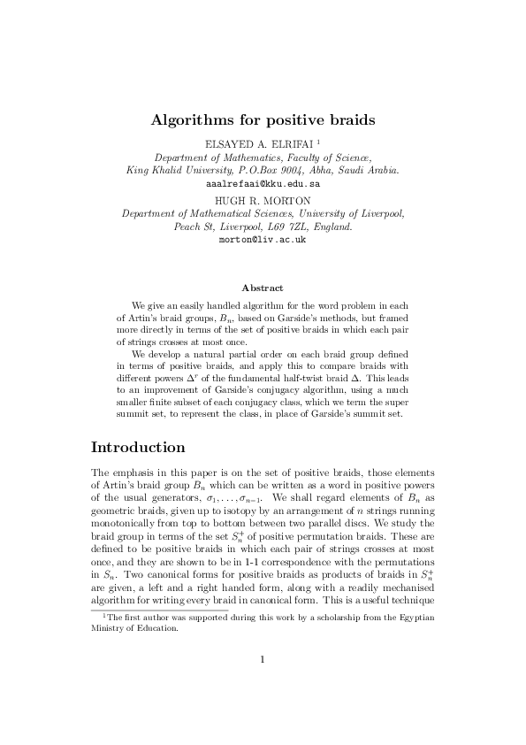 Algorithms for Positive Braids