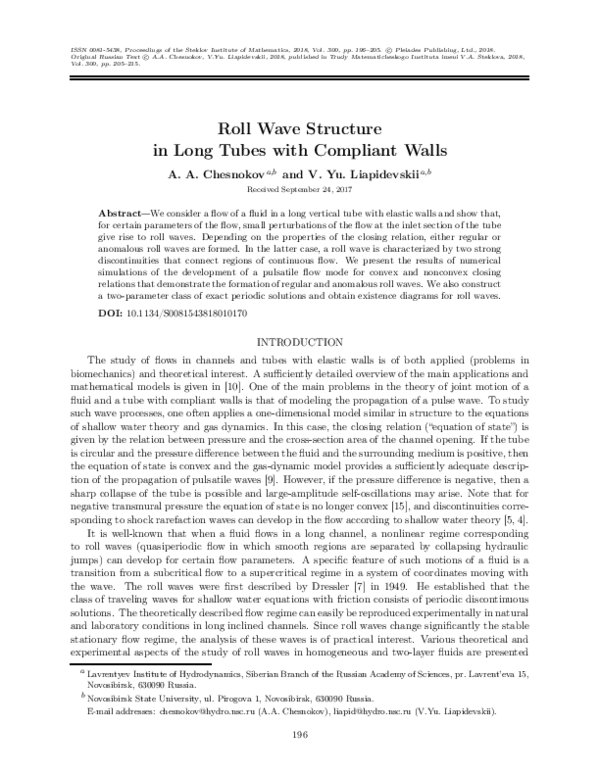 (PDF) Roll Wave Structure in Long Tubes with Compliant Walls