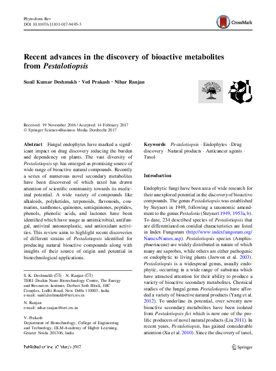 (PDF) Recent advances in the discovery of bioactive metabolites from ...