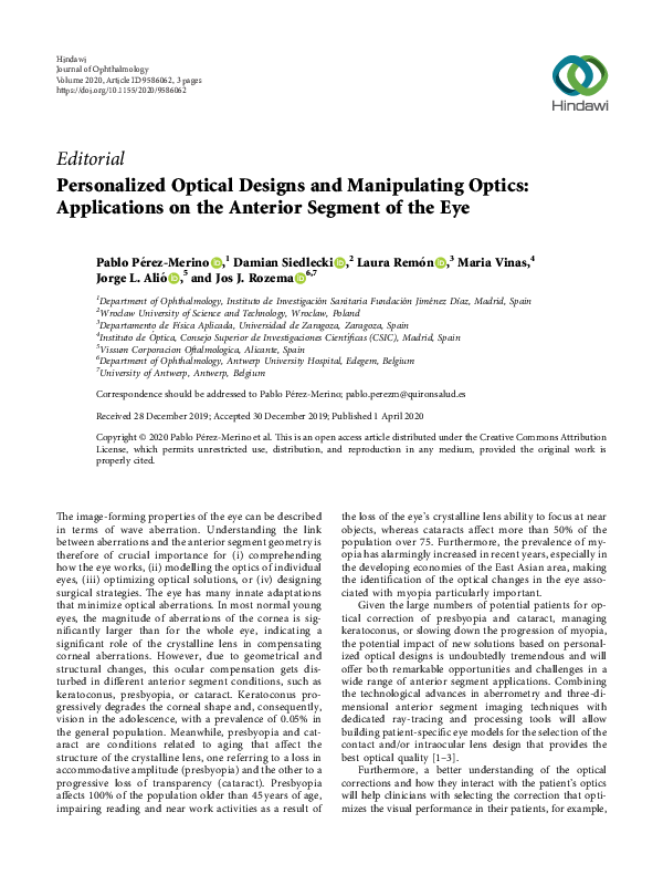 (PDF) Personalized Optical Designs and Manipulating Optics