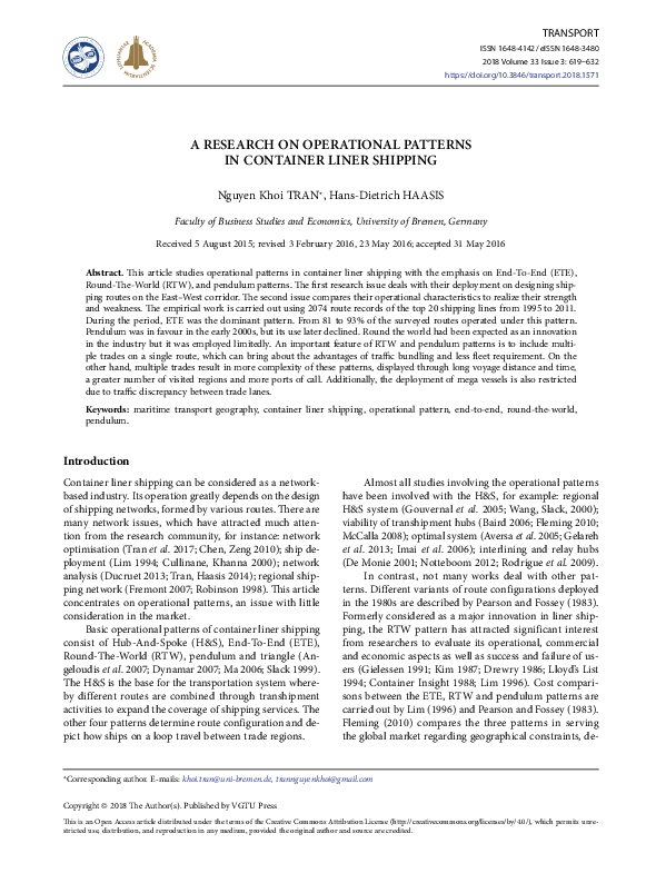 (PDF) A Research on Operational Patterns in Container Liner Shipping