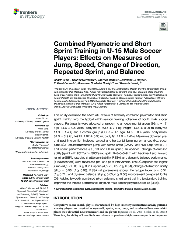(PDF) Combined Plyometric and Short Sprint Training in U-15 Male Soccer ...