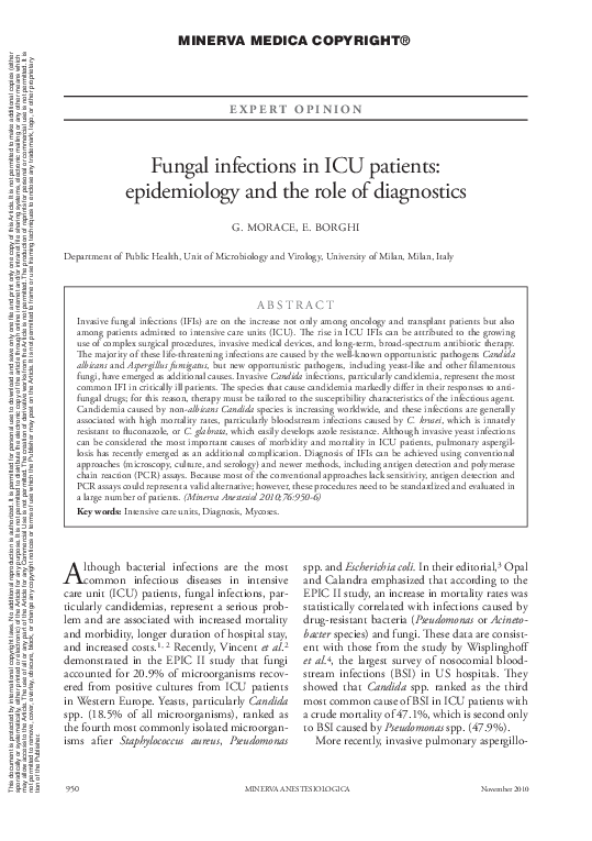 (PDF) Fungal infections in ICU patients: epidemiology and the role of ...
