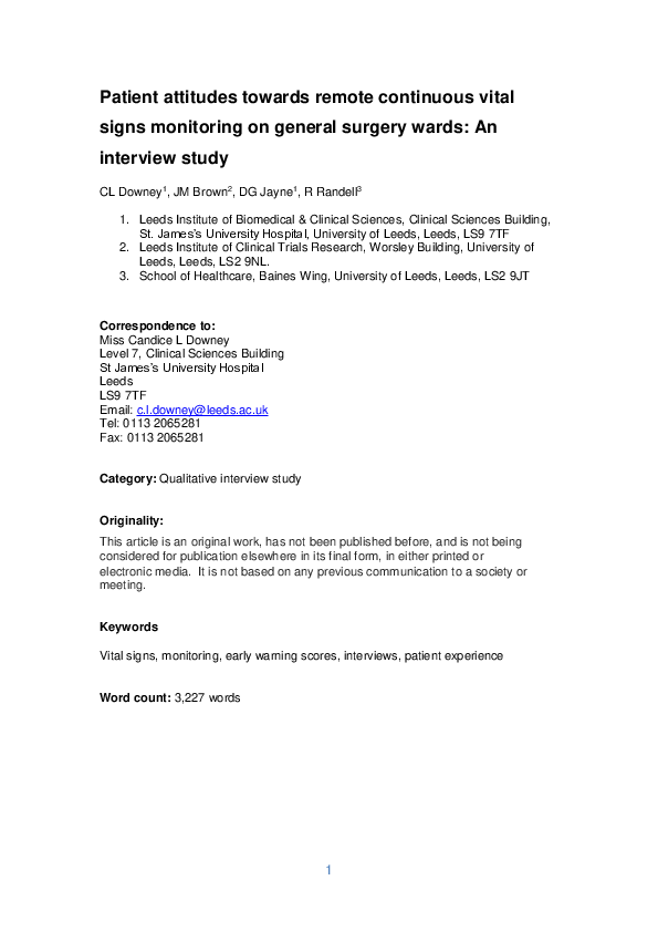 (PDF) Patient attitudes towards remote continuous vital signs