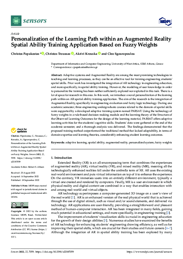 (PDF) Personalization of the Learning Path within an Augmented Reality ...