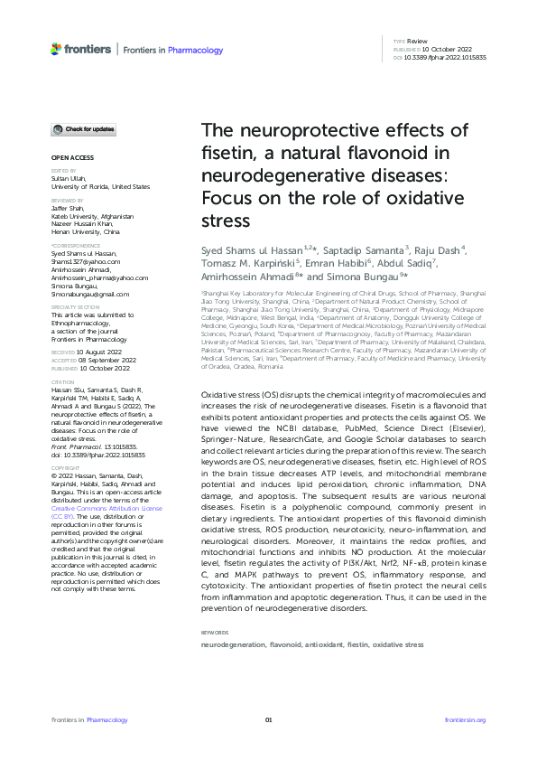 (PDF) The neuroprotective effects of fisetin, a natural flavonoid in ...