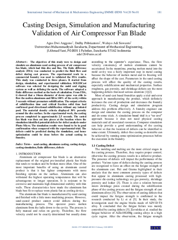 (PDF) Casting Design, Simulation and Manufacturing Validation of Air ...