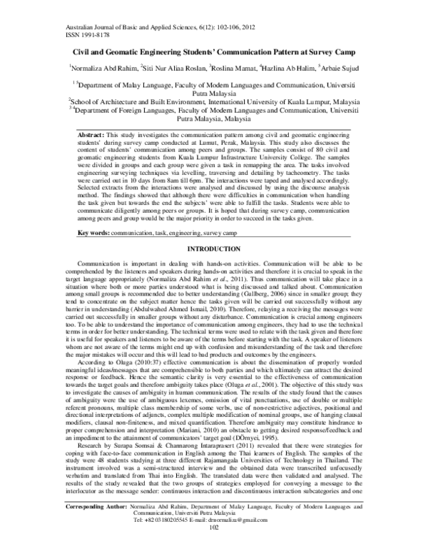 (PDF) Civil and Geomatic Engineering Students' Communication Pattern at ...