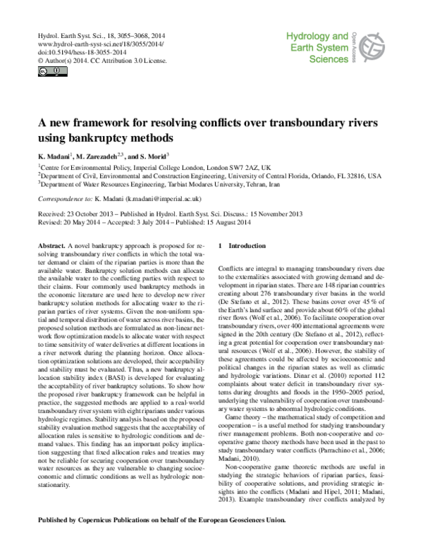 (PDF) A new framework for resolving conflicts over transboundary rivers ...