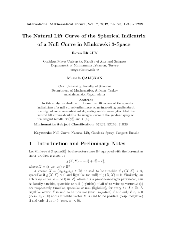 (PDF) The natural lift curve of the spherical indicatrix of a non-null ...