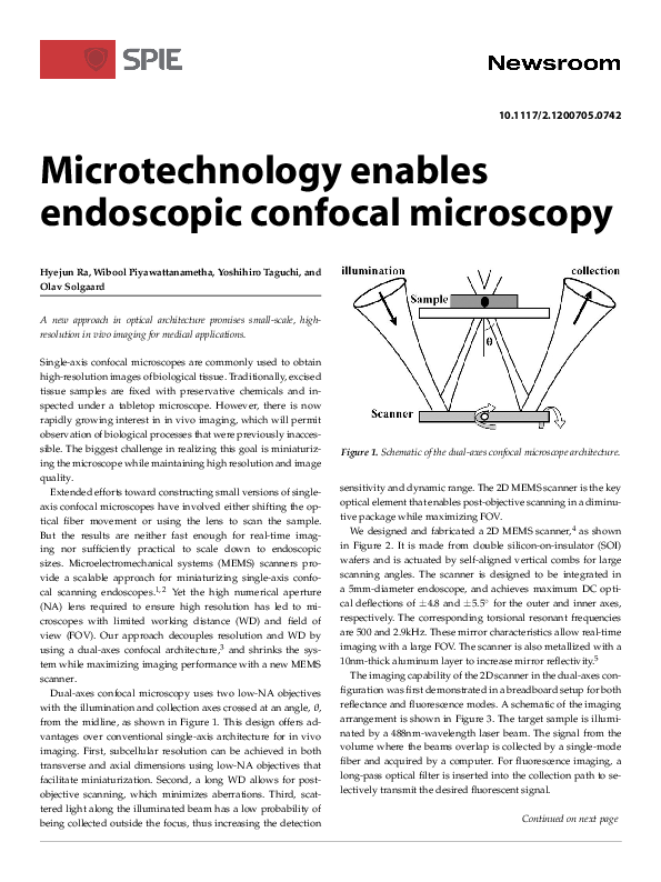 (PDF) Microtechnology enables endoscopic confocal microscopy