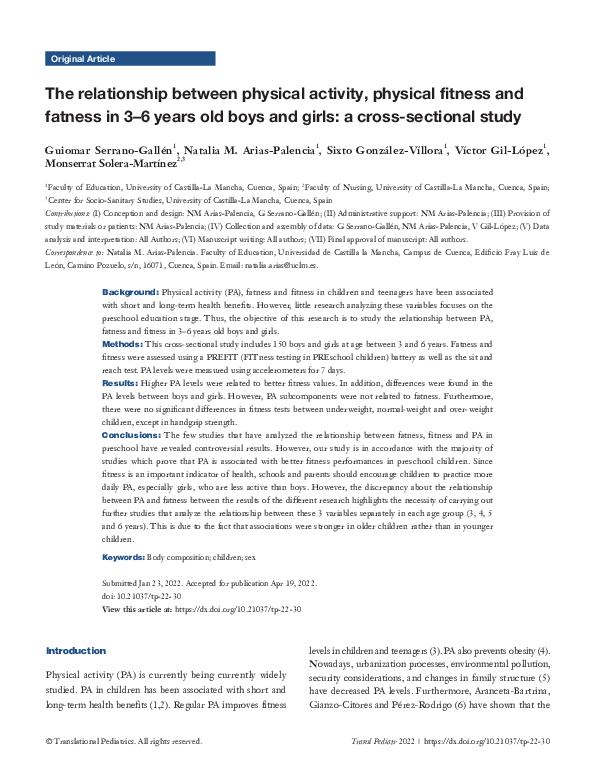 (PDF) The relationship between physical activity, physical fitness and ...