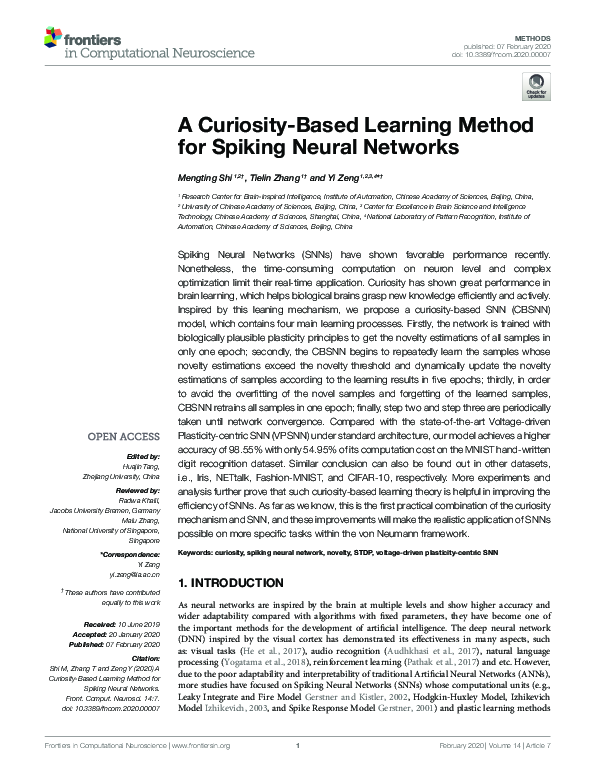 (PDF) A Curiosity-Based Learning Method for Spiking Neural Networks