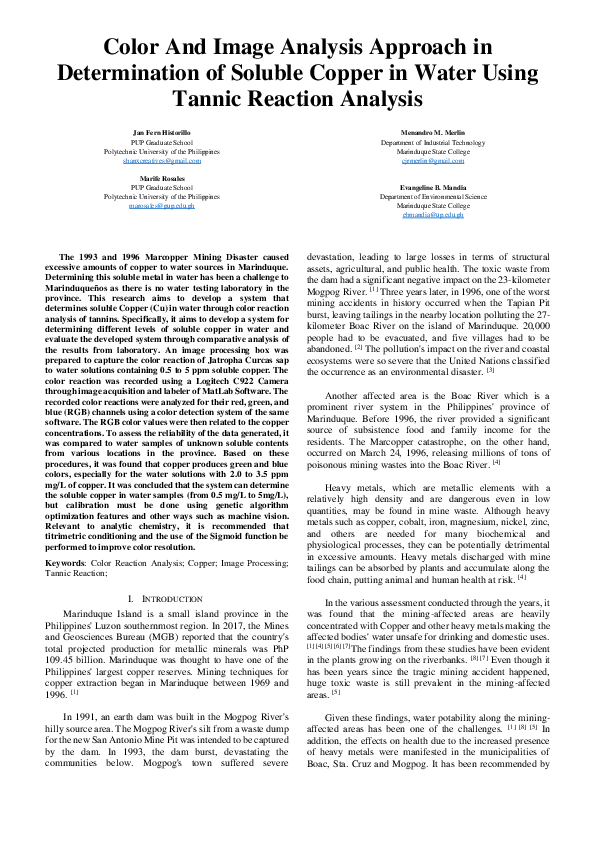 (PDF) Color and Image Analysis Approach in Determination of Soluble ...