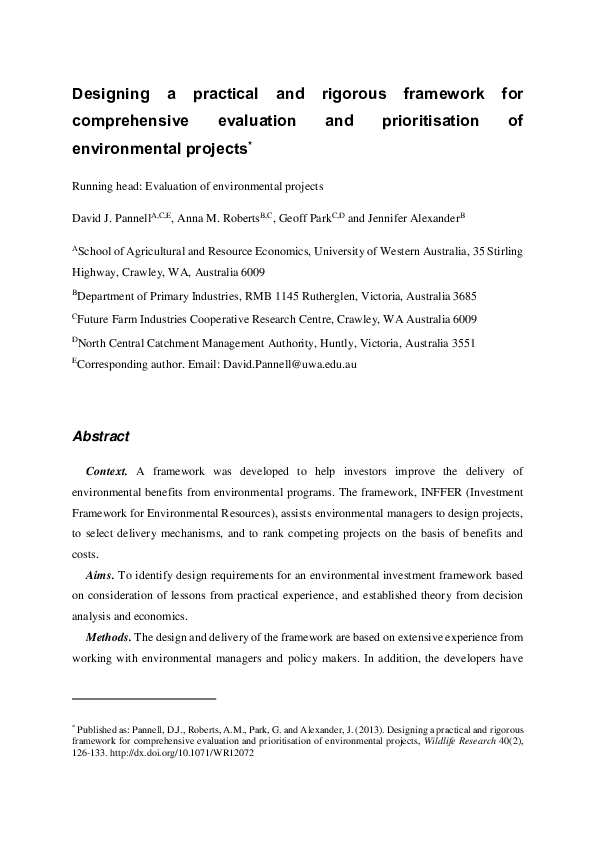 (PDF) Designing a practical and rigorous framework for comprehensive ...