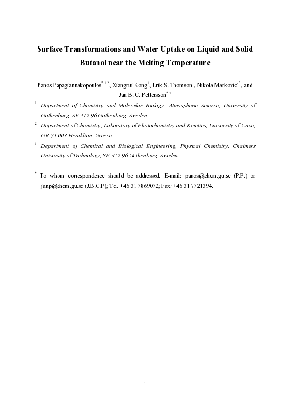 (PDF) Surface Transformations and Water Uptake on Liquid and Solid ...