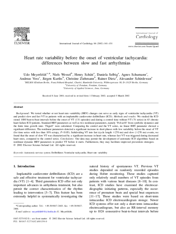 (PDF) Heart rate variability before the onset of ventricular ...