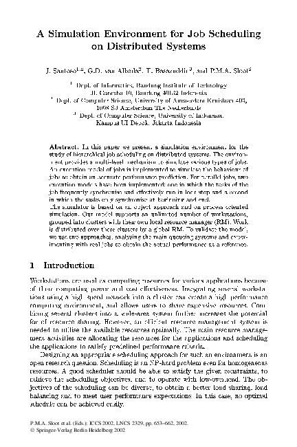 (PDF) A Simulation Environment for Job Scheduling on Distributed Systems