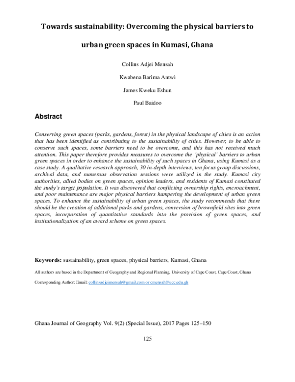 (PDF) Towards sustainability: Overcoming the physical barriers to urban ...