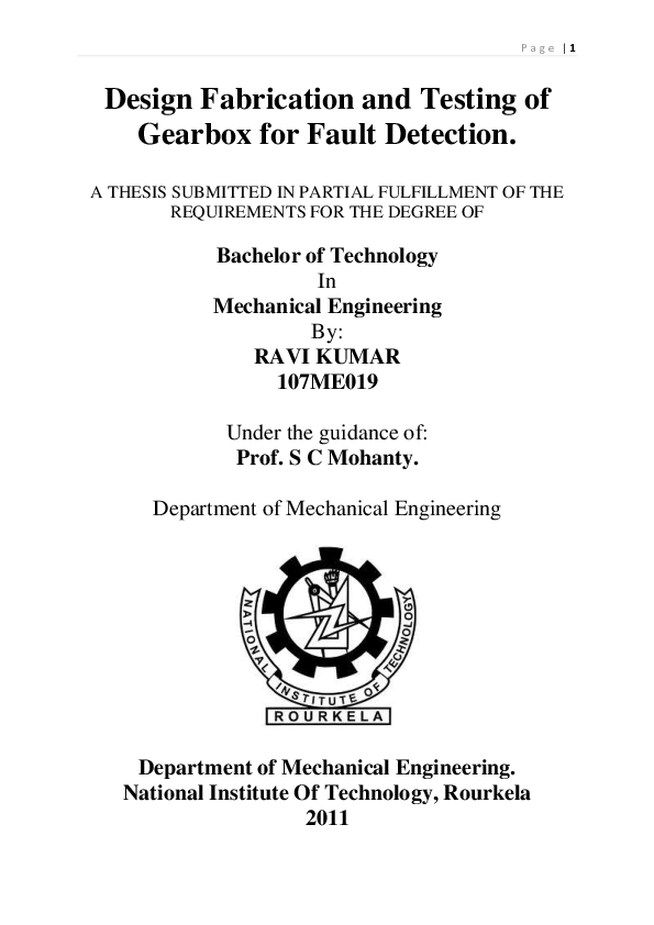 (PDF) Design Fabrication and Testing of Gearbox for Fault Detection