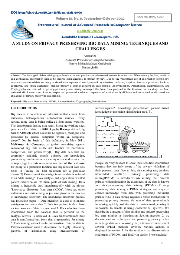 (PDF) A Study on Privacy Preserving Big Data Mining: Techniques and ...