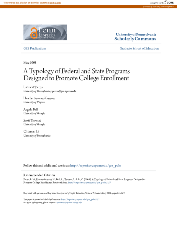 (PDF) A Typology of Federal and State Programs Designed to Promote ...