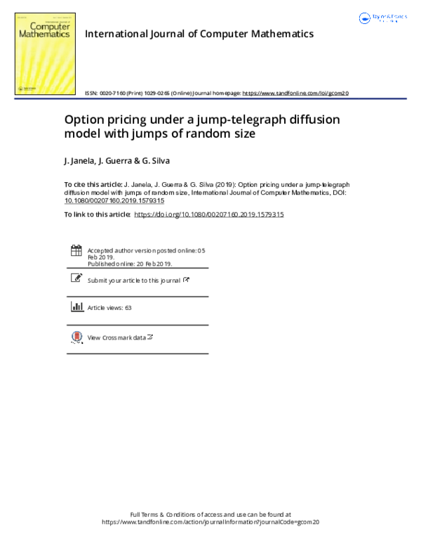 (PDF) Option pricing under a jump-telegraph diffusion model with jumps ...