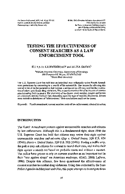 (PDF) Testing the effectiveness of consent searches as a law ...