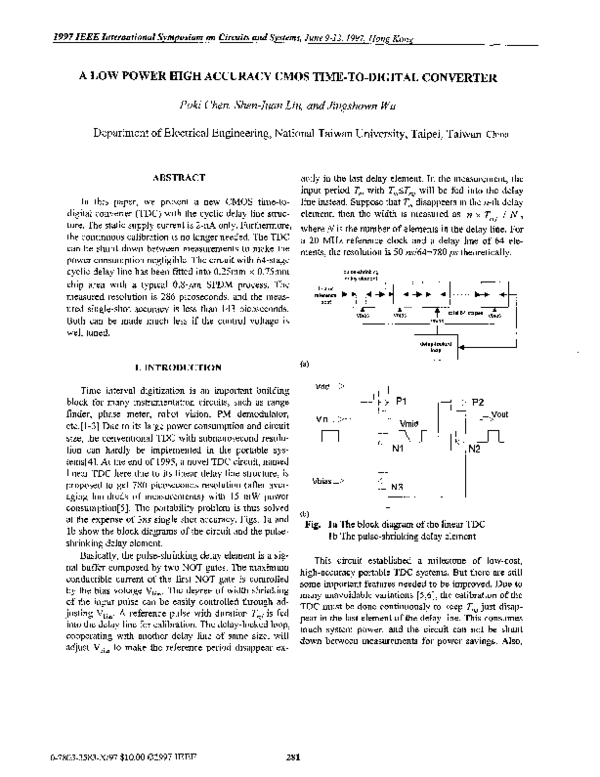 (PDF) A low power high accuracy CMOS time-to-digital converter