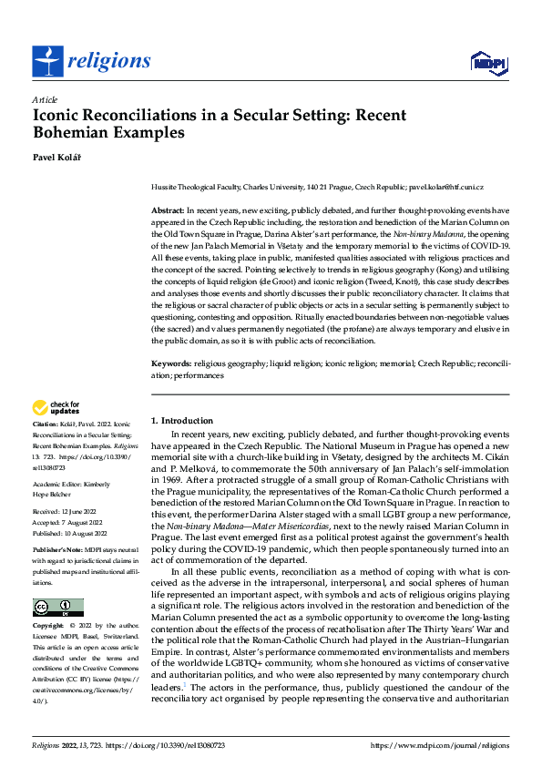 (PDF) Iconic Reconciliations in a Secular Setting: Recent Bohemian Examples