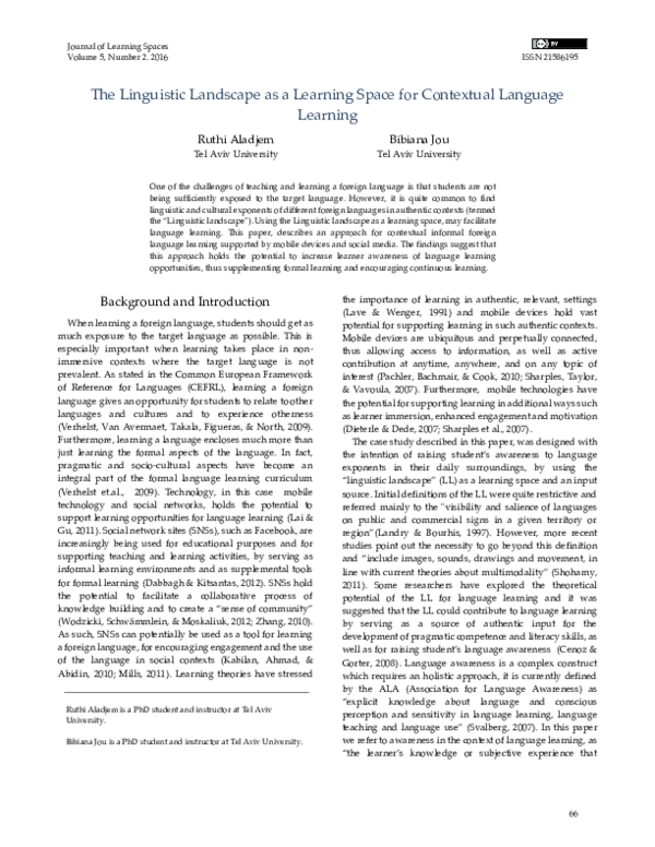 (PDF) The Linguistic Landscape as a Learning Space for Contextual ...