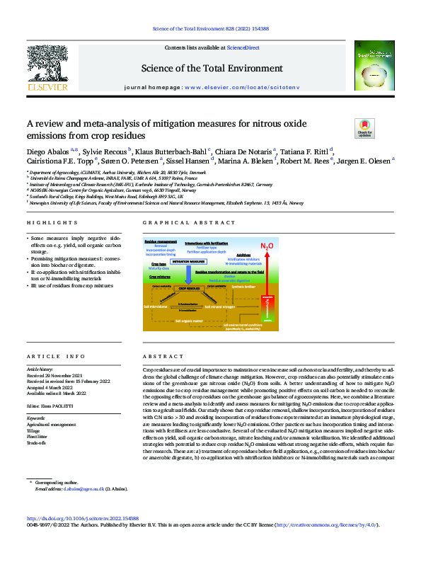 (PDF) A review and metaanalysis of mitigation measures for nitrous