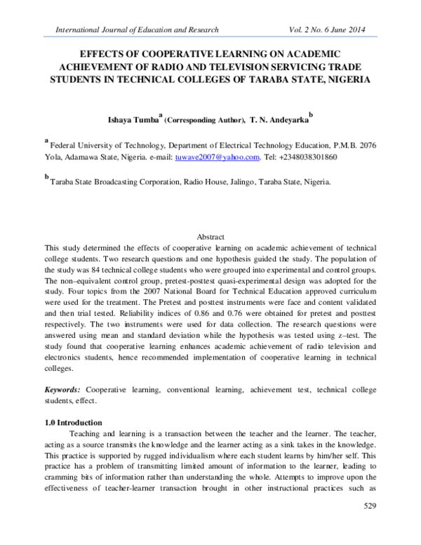 (PDF) Effects of Cooperative Learning on Academic Achievement of Radio ...