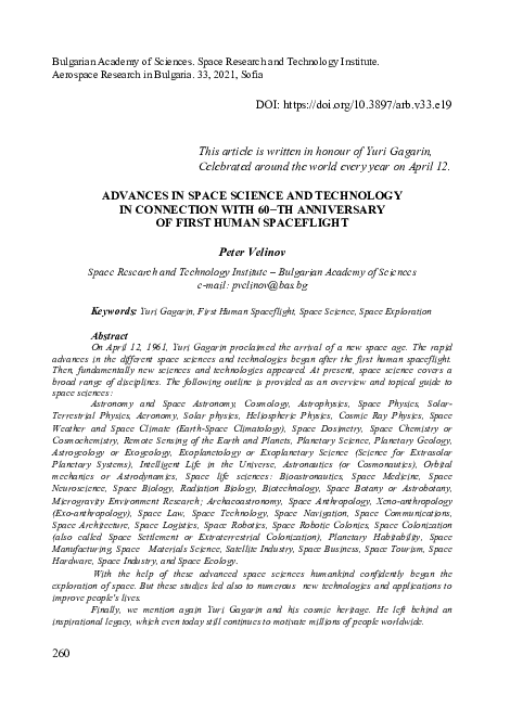 (PDF) Advances in space science and technology in connection with 60−th ...