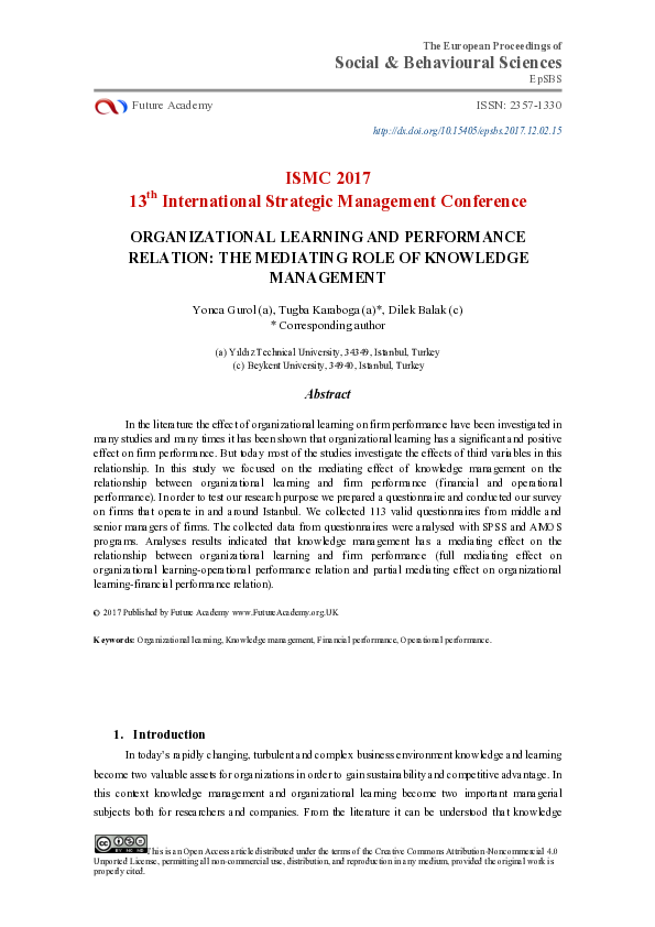(PDF) Organizational Learning And Performance Relation: The Mediating ...