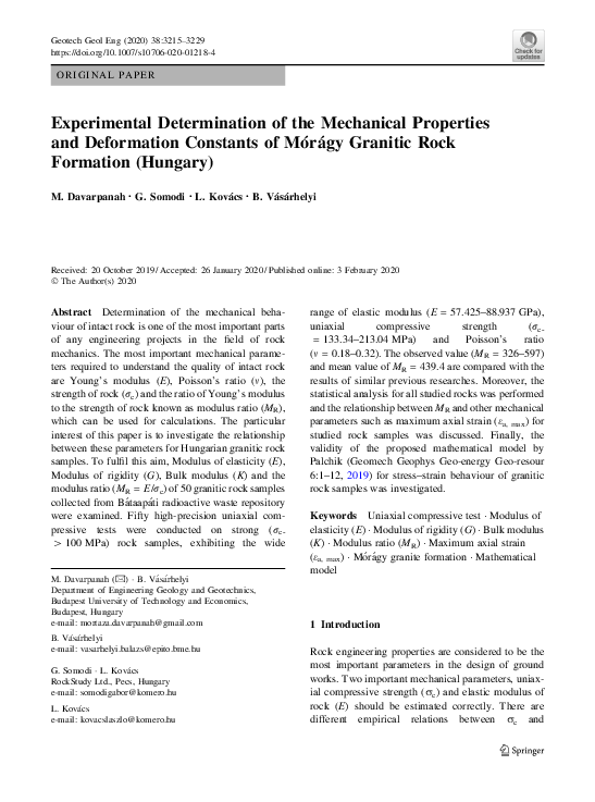(PDF) Experimental Determination of the Mechanical Properties and ...
