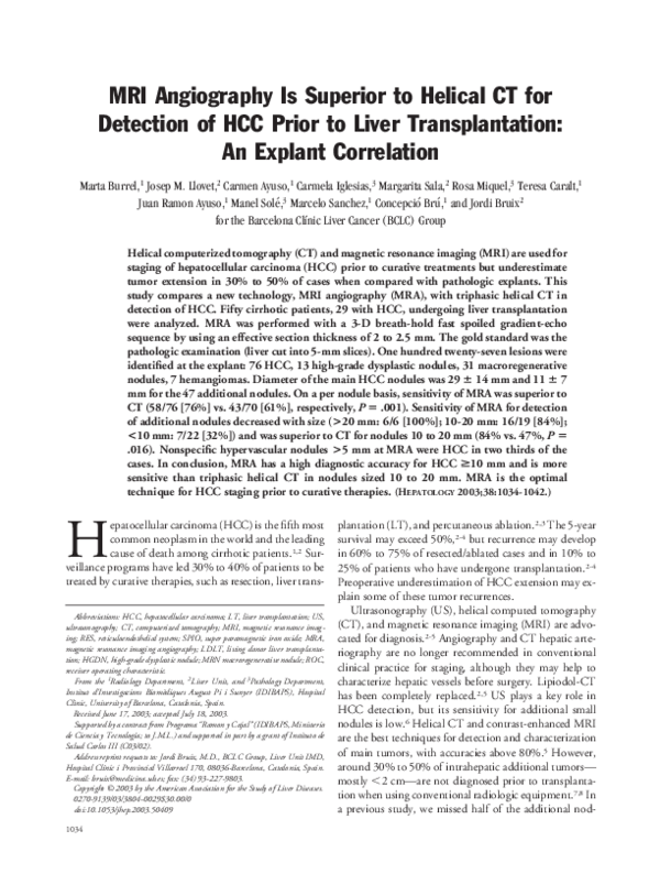 (PDF) MRI angiography is superior to helical CT for detection of HCC ...