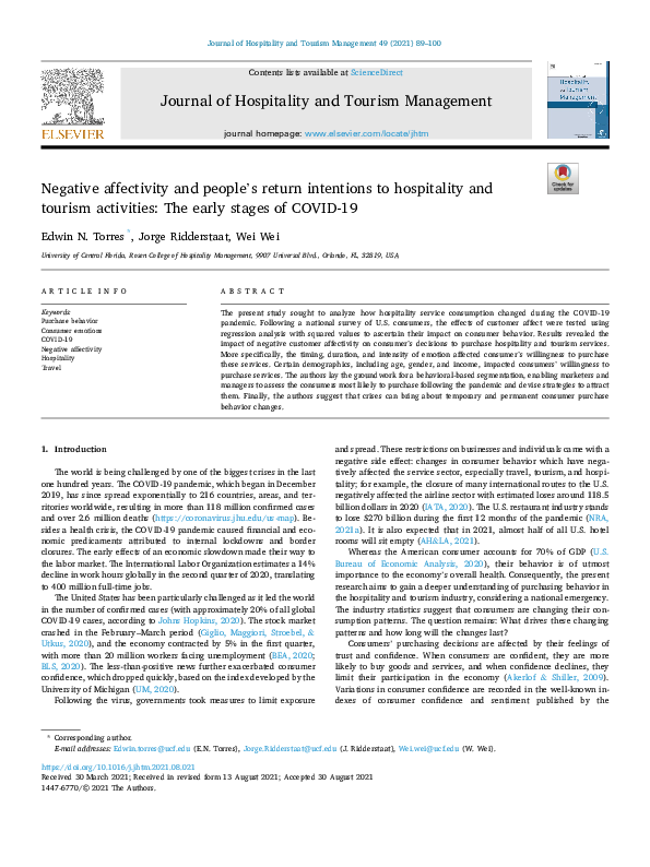 (PDF) Negative affectivity and people's return intentions to ...