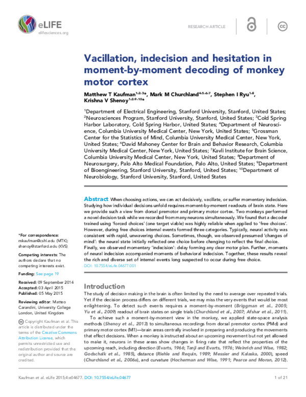 (PDF) Vacillation, indecision and hesitation in moment-by-moment ...