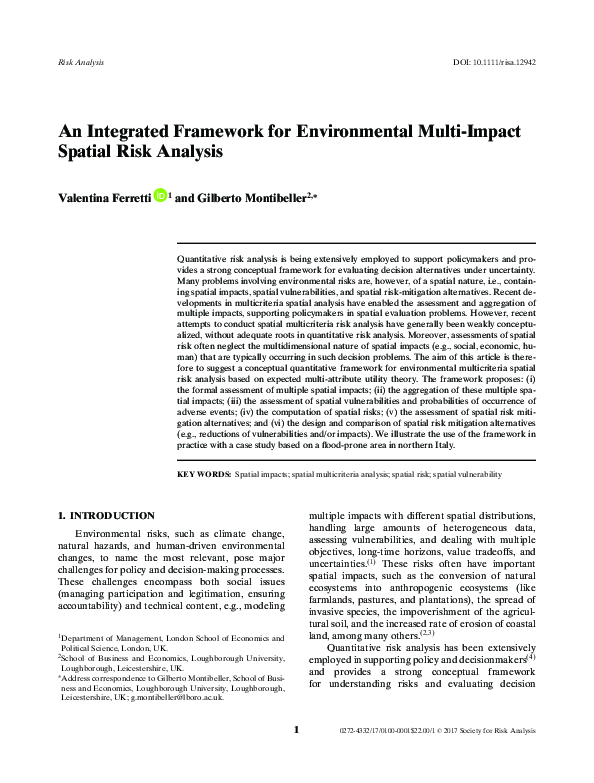 (PDF) An Integrated Framework for Environmental Multi-Impact Spatial ...
