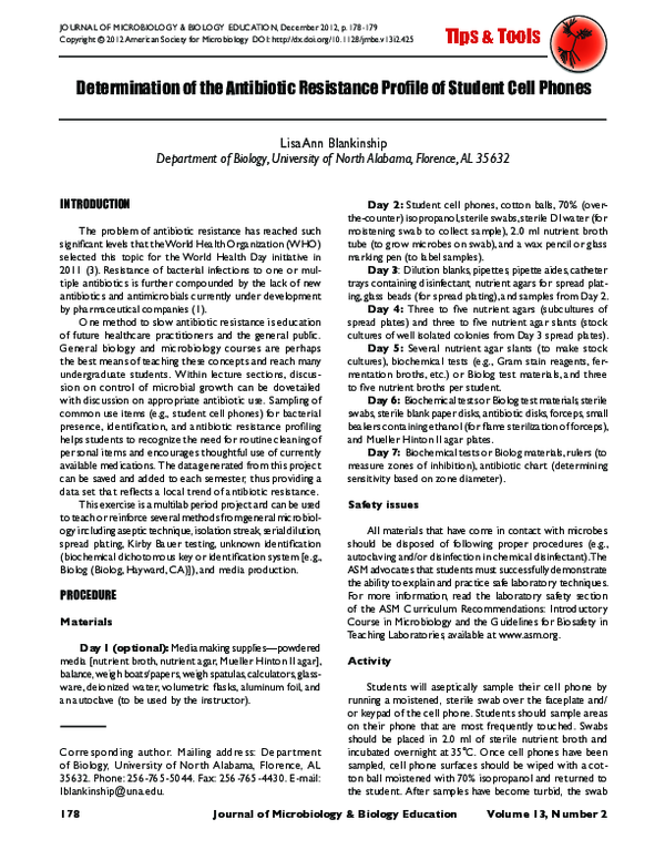 (PDF) Determination of the Antibiotic Resistance Profile of Student ...
