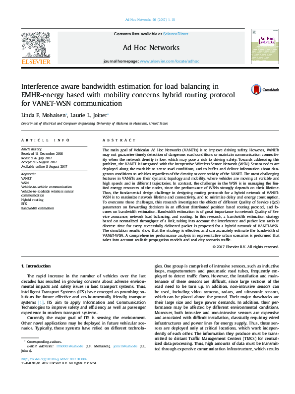 (PDF) Interference aware bandwidth estimation for load balancing in ...